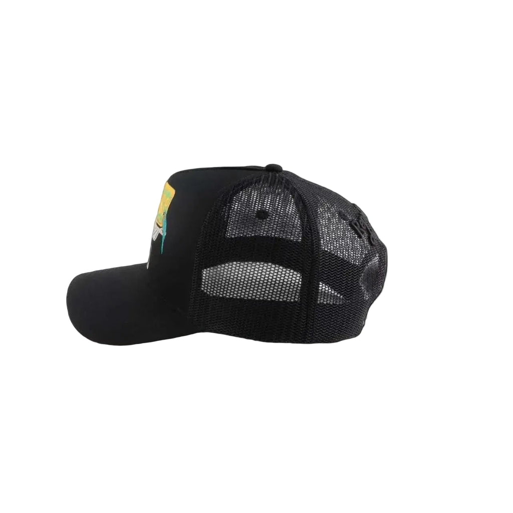 Black mesh cap on a white background