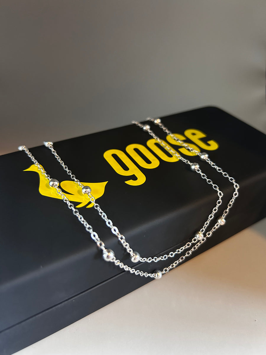 Goose Silver Beaded Sunglasses Chain